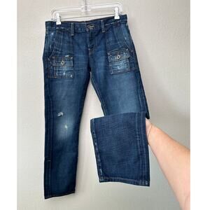 Lucky Brand Y2K Low Rise Dark Medium Wash Cargo Jeans Size 4/27